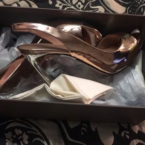 BCBGMAXAZRIA Metallic Gold heels